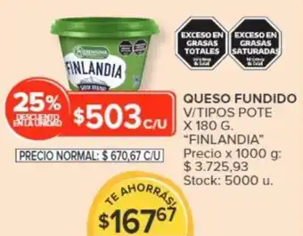 Carrefour QUESO FUNDIDO V/TIPOS POTE X 180 G. "FINLANDIA" oferta