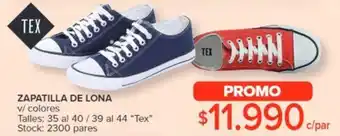 Carrefour ZAPATILLA DE LONA v/ colores Talles: 35 al 40/39 al 44 "Tex" oferta