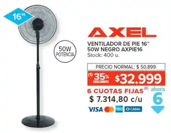 Carrefour AXEL VENTILADOR DE PIE 16" 50W NEGRO AXPIE16 oferta
