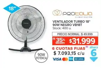 Carrefour PROTALIA VENTILADOR TURBO 18" 90W NEGRO VB18T oferta
