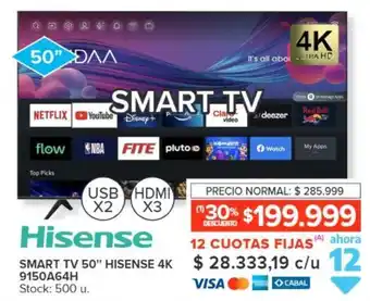 Carrefour SMART TV 50" HISENSE 4K 9150A64H oferta