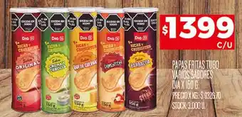Supermercados DIA PAPAS FRITAS TUBO VARIOS SABORES DIA X 150 G. oferta