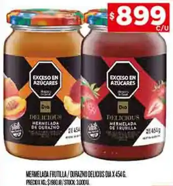 Supermercados DIA MERMELADA FRUTILLA/DURAZNO DELICIOUS DIA X 454 G. oferta