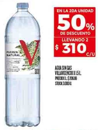 Supermercados DIA AGUA SIN GAS VILLA VICENCIO X 1.5L oferta