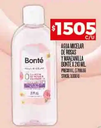 Supermercados DIA AGUA MICELAR DE ROSAS Y MANZANILLA BONTE X 210 ML oferta