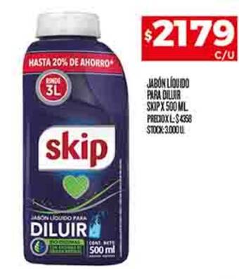 Supermercados DIA JABÓN LÍQUIDO PARA DILUIR SKIP X 500 ML oferta