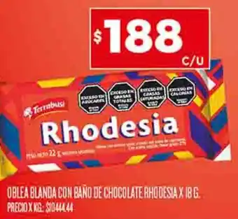 Supermercados DIA OBLEA BLANDA CON BAÑO DE CHOCOLATE RHODESIA X 18 G. oferta