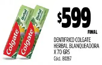 Supermercados Yaguar DENTIFRICO COLGATE HERBAL BLANQUEADORA X 70 GRS oferta