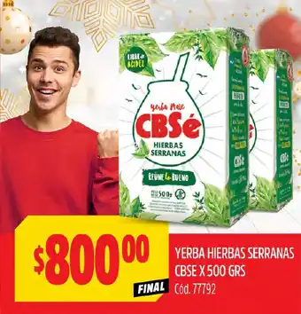 Supermercados Yaguar YERBA HIERBAS SERRANAS CBSE X 500 GRS oferta