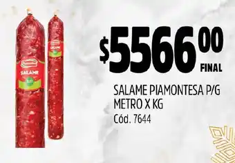 Supermercados Yaguar SALAME PIAMONTESA P/G METRO X KG oferta
