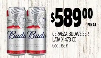 Supermercados Yaguar CERVEZA BUDWEISER LATA X 473 CC oferta