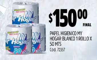 Supermercados Yaguar PAPEL HIGIENICO MY HOGAR BLANCO 1 ROLLO X 50 MTS oferta