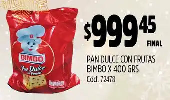 Supermercados Yaguar PAN DULCE CON FRUTAS BIMBO X 400 GRS oferta