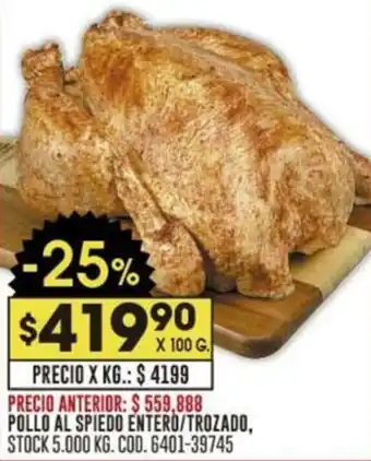Coto POLLO AL SPIEDO ENTERO/TROZADO 100g oferta