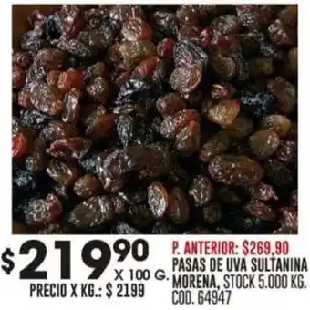 Coto PASAS DE UVA SULTANINA MORENA 100g oferta