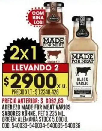 Coto ADEREZO MADE FOR MEAT VARIOS SABORES KÜHNE, PET X 235ML oferta
