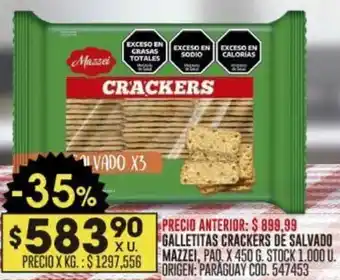 Coto GALLETITAS CRACKERS DE SALVADO MAZZEI, PAQ. X 450G oferta