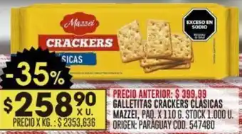 Coto GALLETITAS CRACKERS CLASICAS MAZZEI, PAQ. X 110G oferta