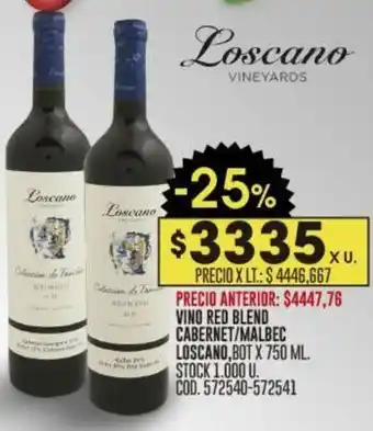 Coto VINO RED BLEND CABERNET/MALBEC LOSCANO,BOT X 750ML oferta