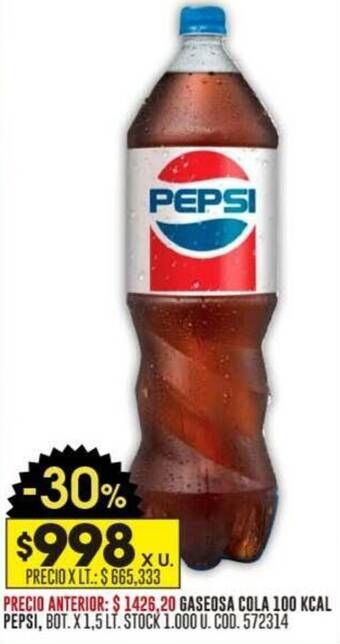 Coto GASEOSA LIMA LIMÓN PEPSI, BOT. X 1,5 LT oferta