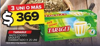 Carrefour Maxi TARAGUI MATE COCIDO SAQUITO DIAMANTADO X 25 UNI oferta