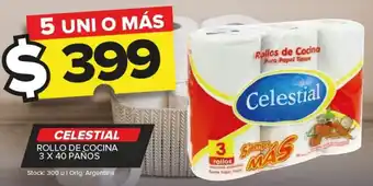 Carrefour Maxi CELESTIAL ROLLO DE COCINA 3 X 40 PAÑOS oferta