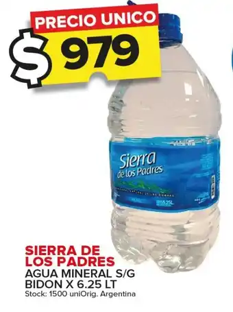 Carrefour Maxi SIERRA DE LOS PADRES AGUA MINERAL S/G BIDON X 6.25 LT oferta