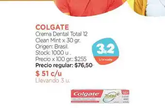 Farmacity Colgate Crema Dental Total 12 Clean Mint 30gr oferta