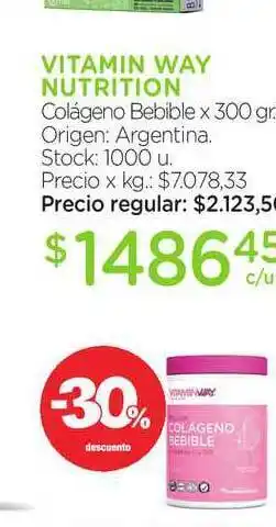 Farmacity Vitamin Way Nutrition Colágeno Bebible 300gr oferta