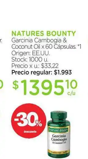 Farmacity Natures Bounty Garcinia Cambogia & Coconut Oil oferta