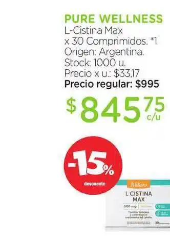 Farmacity Pure Wellness L-cistina Max oferta