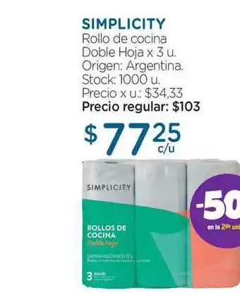 Farmacity Simplicity Rollo De Cocina Doble Hoja oferta