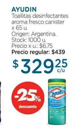 Farmacity Ayudin Toallitas Desinfectantes Aroma Fresco Canister oferta