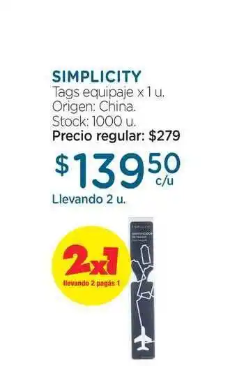 Farmacity Simplicity Tags Equipaje oferta