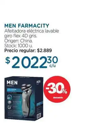Men Farmacity Afeitadora Eléctrica Lavable Giro Flex 4D Gris