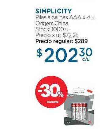 Farmacity Simplicity Pilas Alcalinas AAA oferta