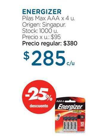 Farmacity Energizer Pilas Max AAA x 4u oferta