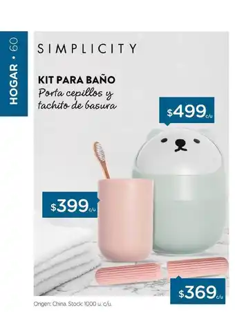 Farmacity Simplicity Kit Para Baño Porta Cepillos Y Tachito De Basura oferta