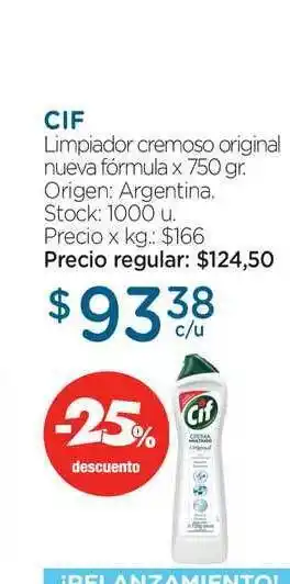 Farmacity Cif Limpiador Cremoso Original Nueva Fórmula 750gr oferta