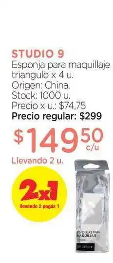 Farmacity Studio 9 Esponja Para Maquillaje Triangulo x 4 u oferta