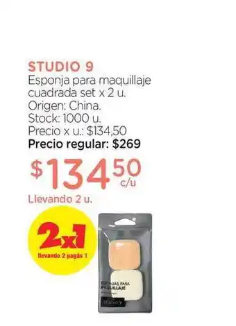 Farmacity Studio 9 Esponja Para Maquillaje Cuadrada Set x 2 u oferta
