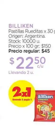 Farmacity Billiken Pastillas Rueditas 30gr oferta