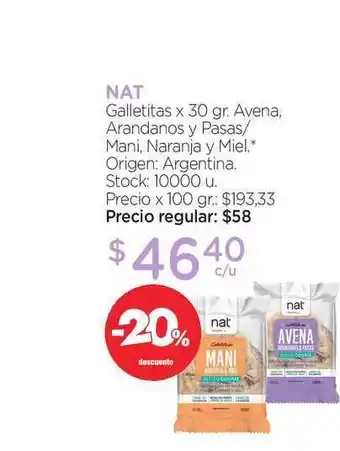 Farmacity Nat Galletitas 30gr oferta