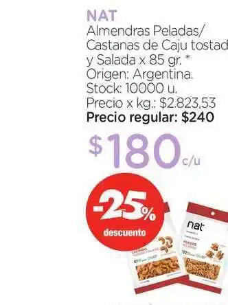 Farmacity Nat Almendras Peladas-castanas De Caju Tostada Y Salada 85gr oferta