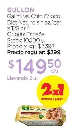 Farmacity Gullon Galletitas Chip Choco Diet Nature Sin Azúcar 125gr oferta