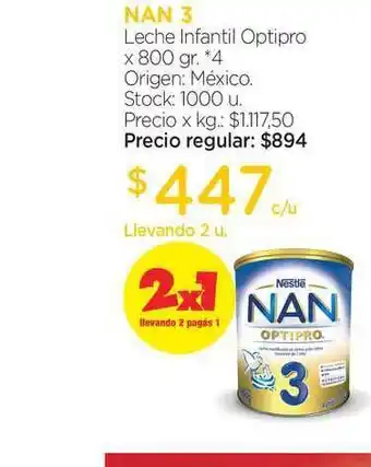 Farmacity Nan 3 Leche Infantil Optipro 800gr oferta