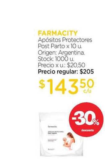 Farmacity Farmacity Apósitos Protectores Post Parto x 10 u oferta
