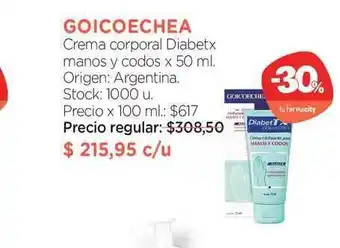 Farmacity Goicoechea Crema Corporal Diabetx Manos Y Codos 50ml oferta