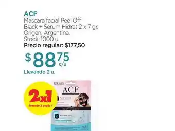 Farmacity ACF Máscara Facial Peel Off Black + Serum Hidrat 2 x 7gr oferta