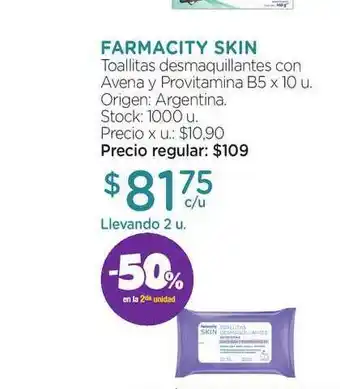 Farmacity Farmacity Skin Toallitas Desmaquillantes Con Avena Y Provitamina B5 oferta